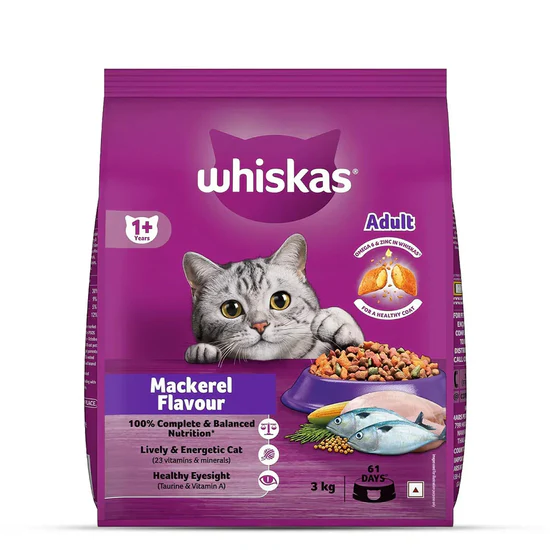 whiskas mackerel dry cat food – all breeds adult (1+ year) whiskas mackerel dry cat food – all breeds adult (1+ year)